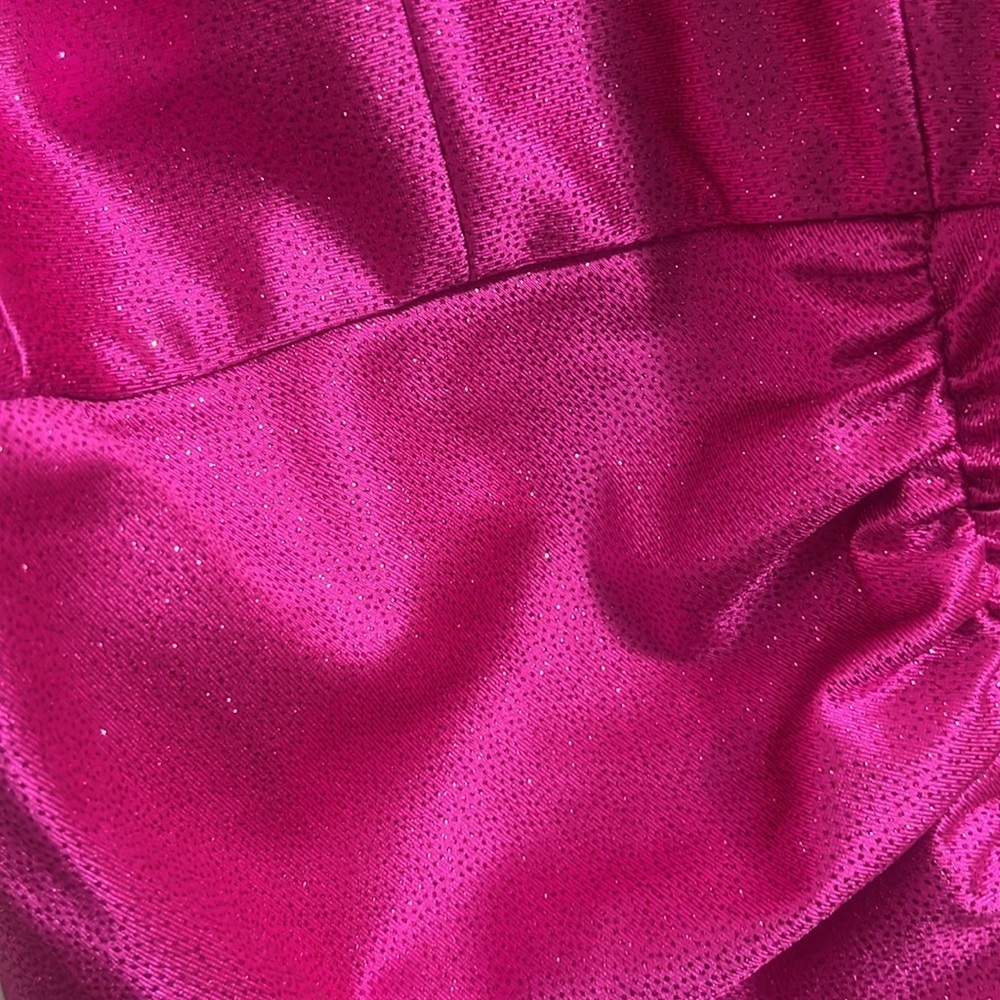 Honey and Rosie Spag Strap V-Neck Ruched Slit Glitter Satin Long Dress size XL - Picture 13 of 13